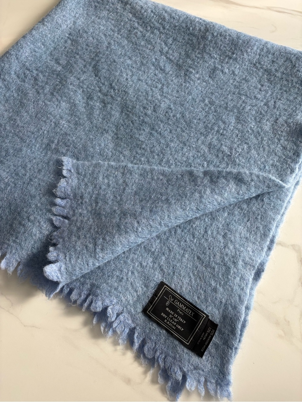 Gammatex Blue Fringe Wool throw on blanket sz 50х55 - Picture 2 of 5